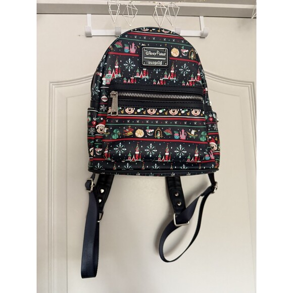 Loungefly Handbags - Disney Parks Loungefly Holiday Attractions Ugly Sweater Mini Backpack -Descript.